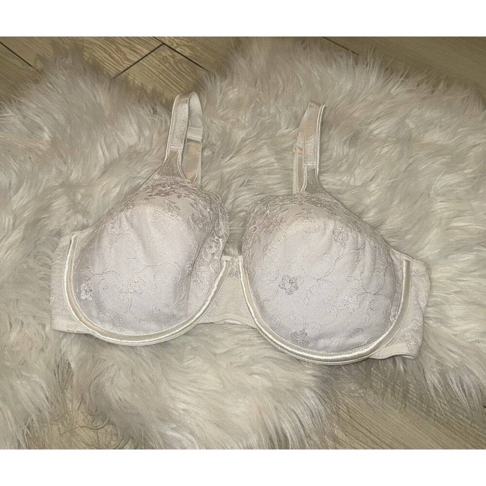 Playtex Secrets Jasmine Embroidered Lace Bra Lined UW Womens 36D 4022 White